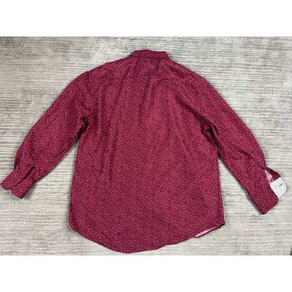 Nine West Shirt Mens XL Red Patterned Button Up Long Sleeve Slim Fit Casual - Picture 7 of 11